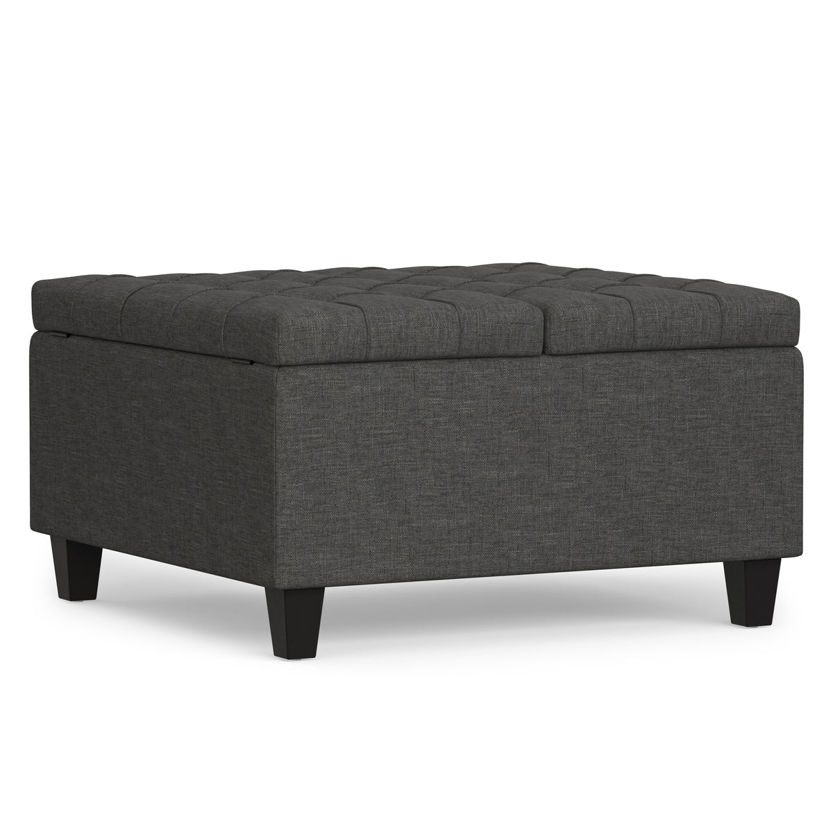 Slate Grey Linen Style Fabric | Harrison Small Square Coffee Table Storage Ottoman