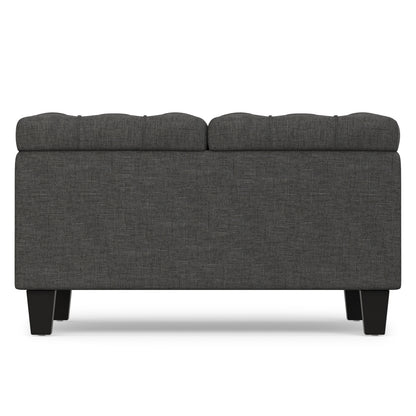 Slate Grey Linen Style Fabric | Harrison Small Square Coffee Table Storage Ottoman