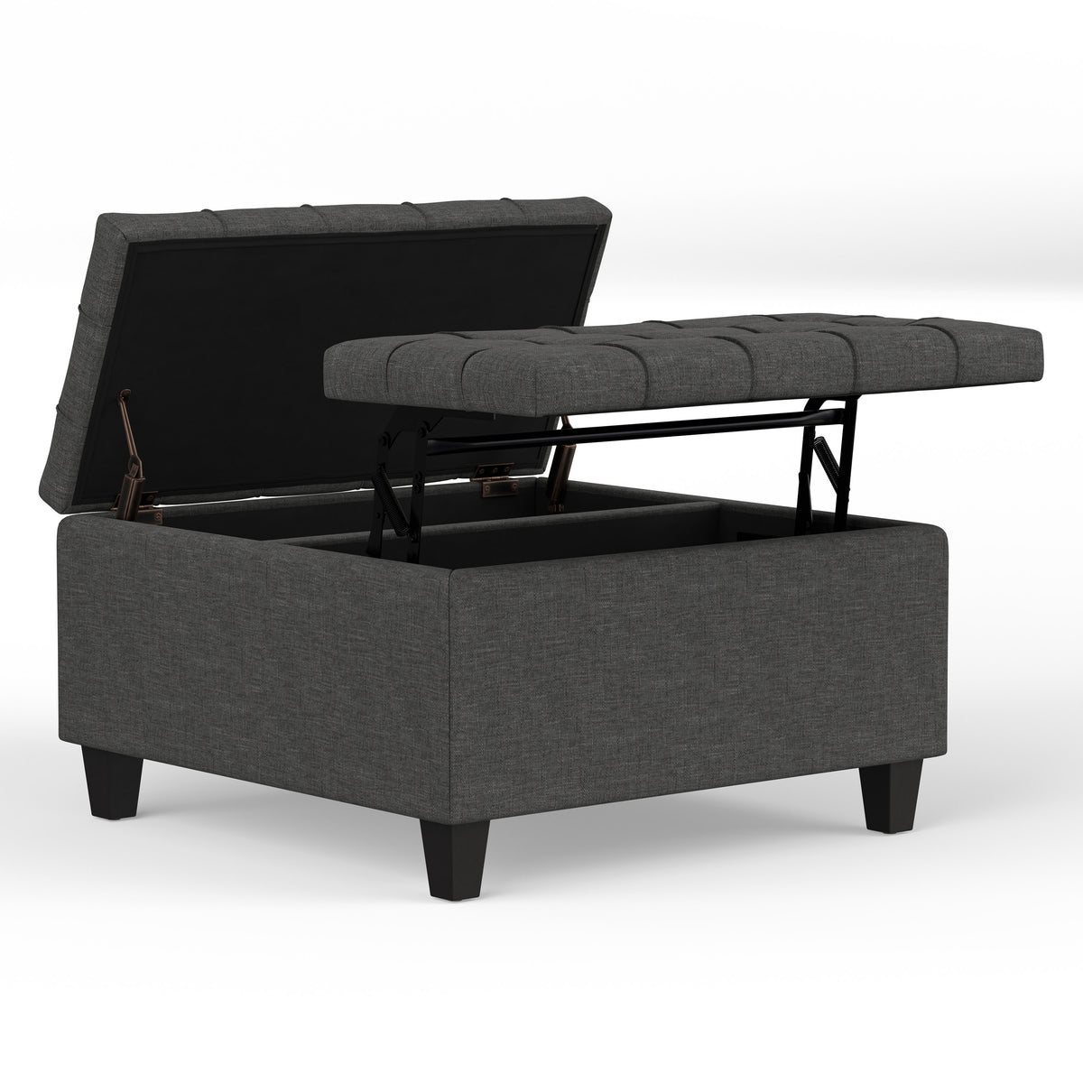 Slate Grey Linen Style Fabric | Harrison Small Square Coffee Table Storage Ottoman