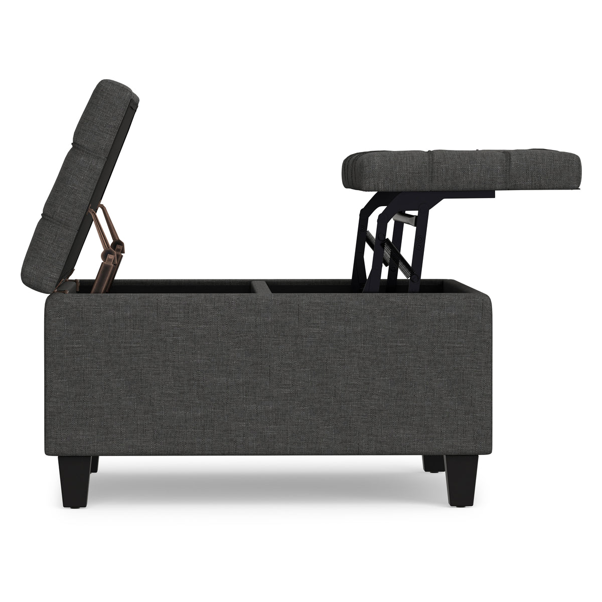 Slate Grey Linen Style Fabric | Harrison Small Square Coffee Table Storage Ottoman