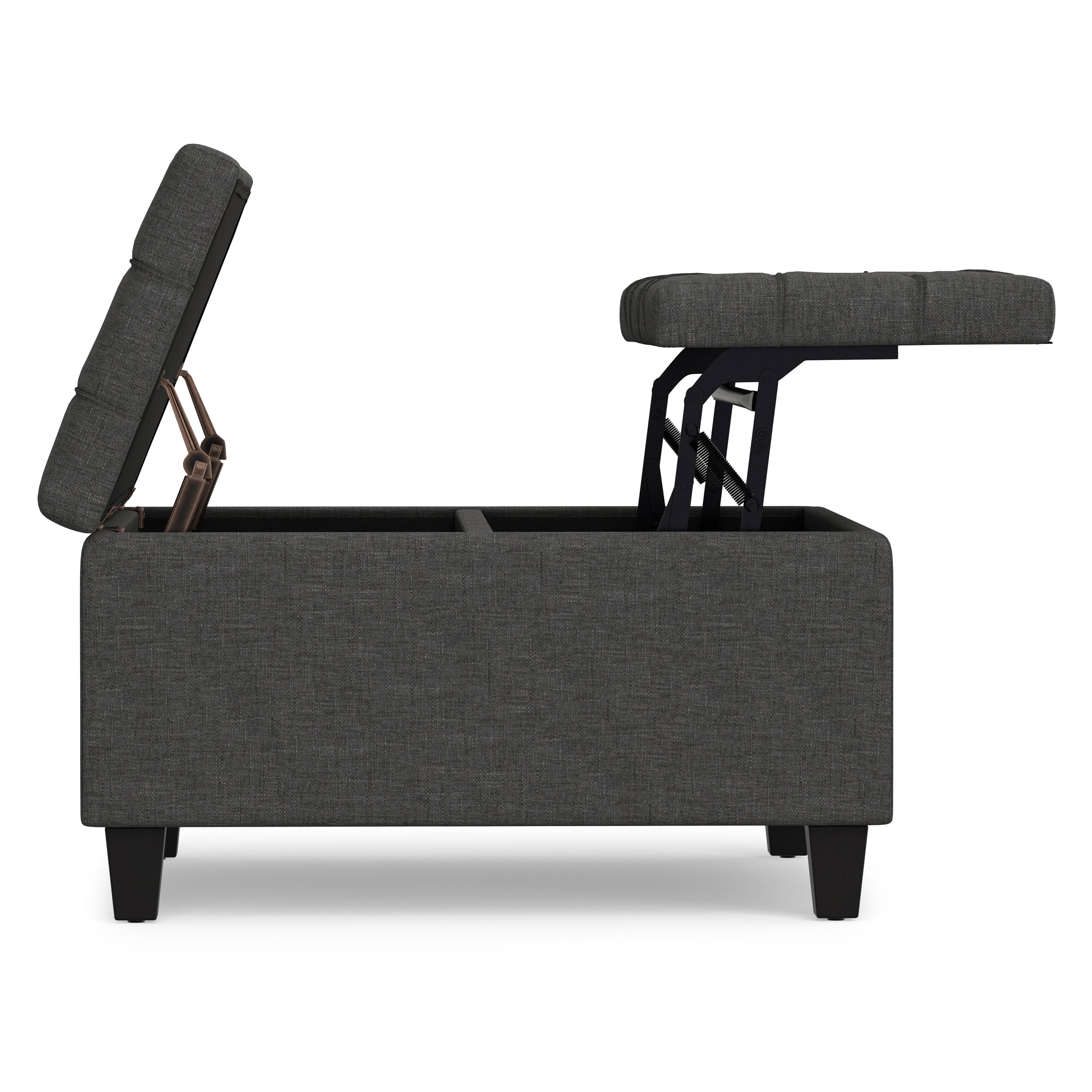 Slate Grey Linen Style Fabric | Harrison Small Square Coffee Table Storage Ottoman