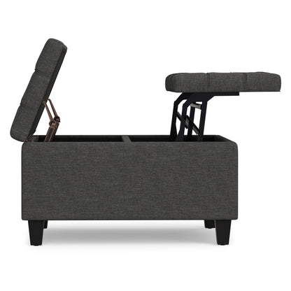Slate Grey Linen Style Fabric | Harrison Small Square Coffee Table Storage Ottoman