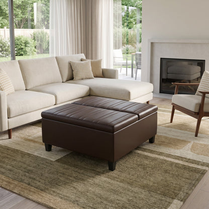 Chocolate Brown Vegan Leather | Ellis Coffee Table Storage Ottoman