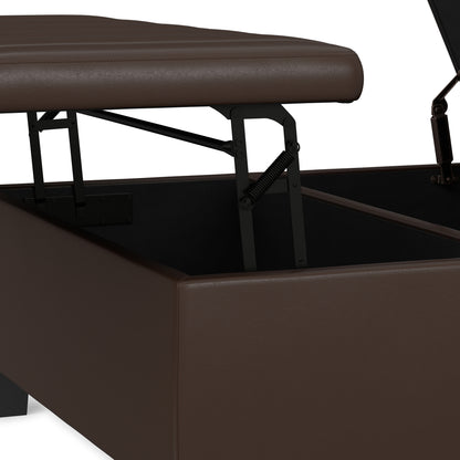Chocolate Brown Vegan Leather | Ellis Coffee Table Storage Ottoman