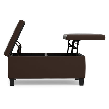 Chocolate Brown Vegan Leather | Ellis Coffee Table Storage Ottoman