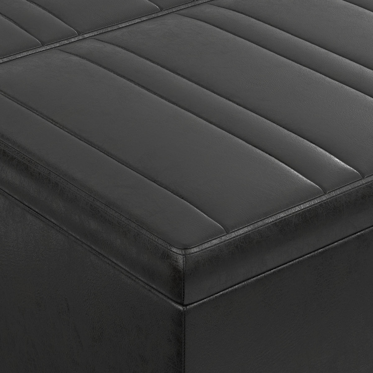 Distressed Black Distressed Vegan Leather | Ellis Table Ottoman in Distressed Vegan Leather