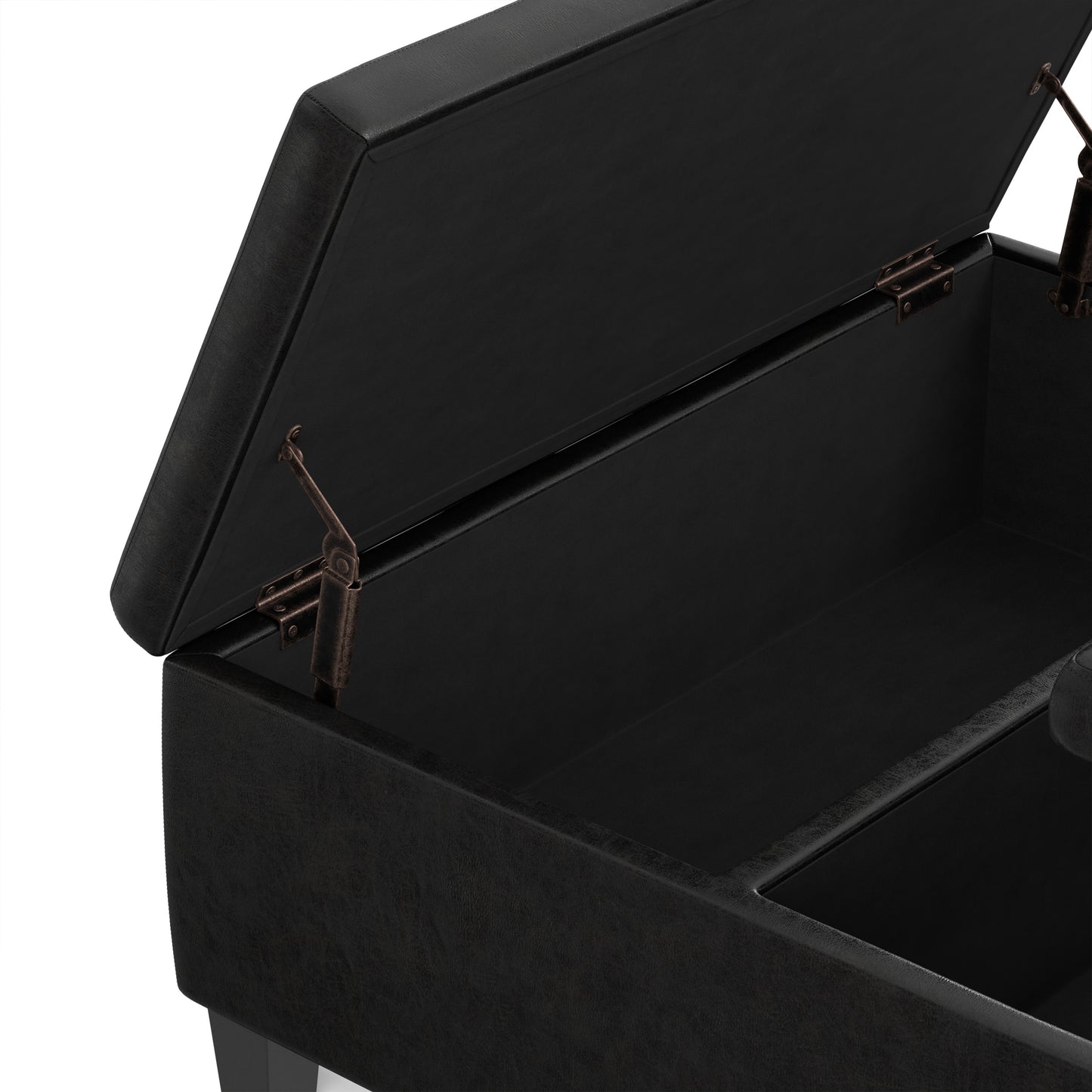 Distressed Black Distressed Vegan Leather | Ellis Table Ottoman in Distressed Vegan Leather