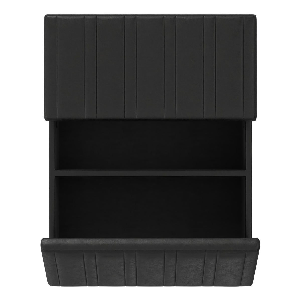 Distressed Black Distressed Vegan Leather | Ellis Table Ottoman in Distressed Vegan Leather