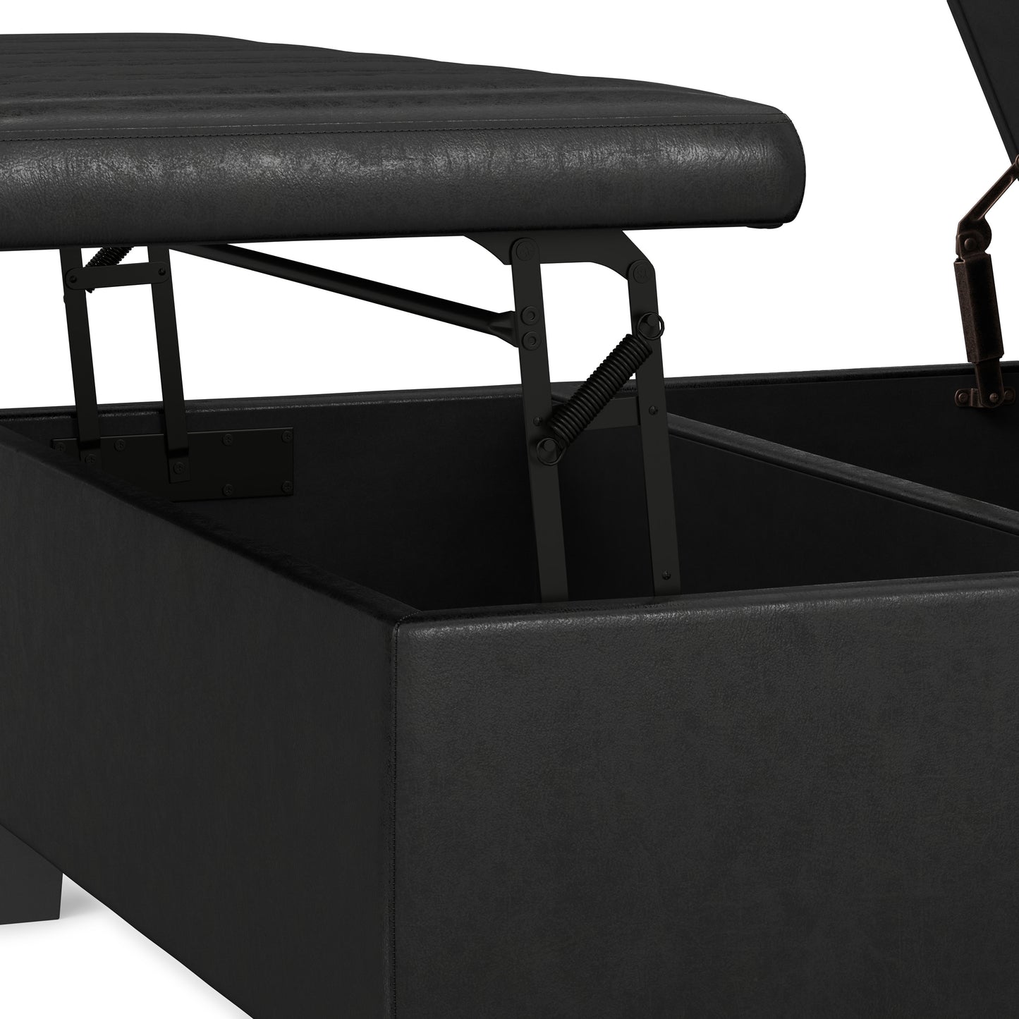 Distressed Black Distressed Vegan Leather | Ellis Table Ottoman in Distressed Vegan Leather