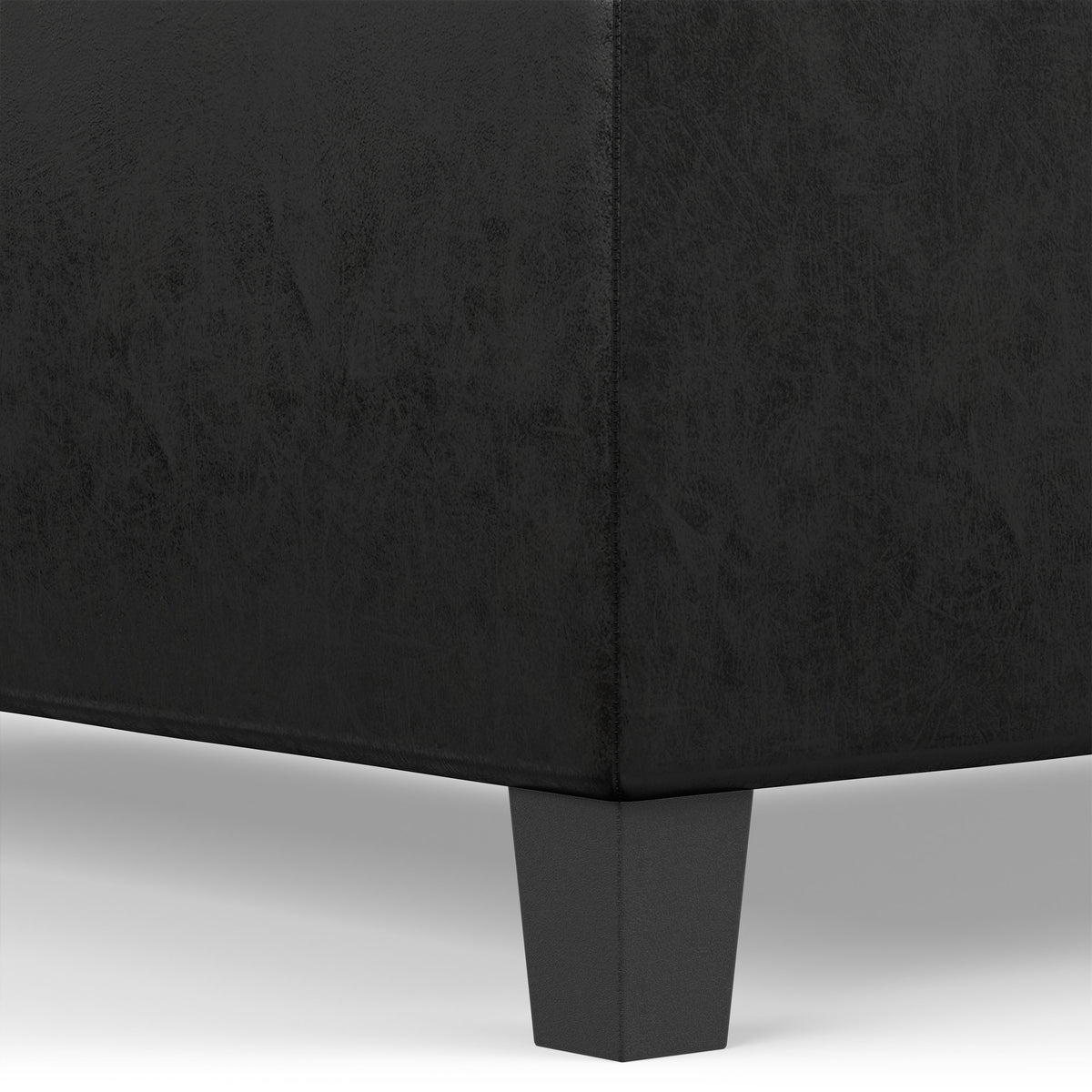 Distressed Black Distressed Vegan Leather | Ellis Table Ottoman in Distressed Vegan Leather