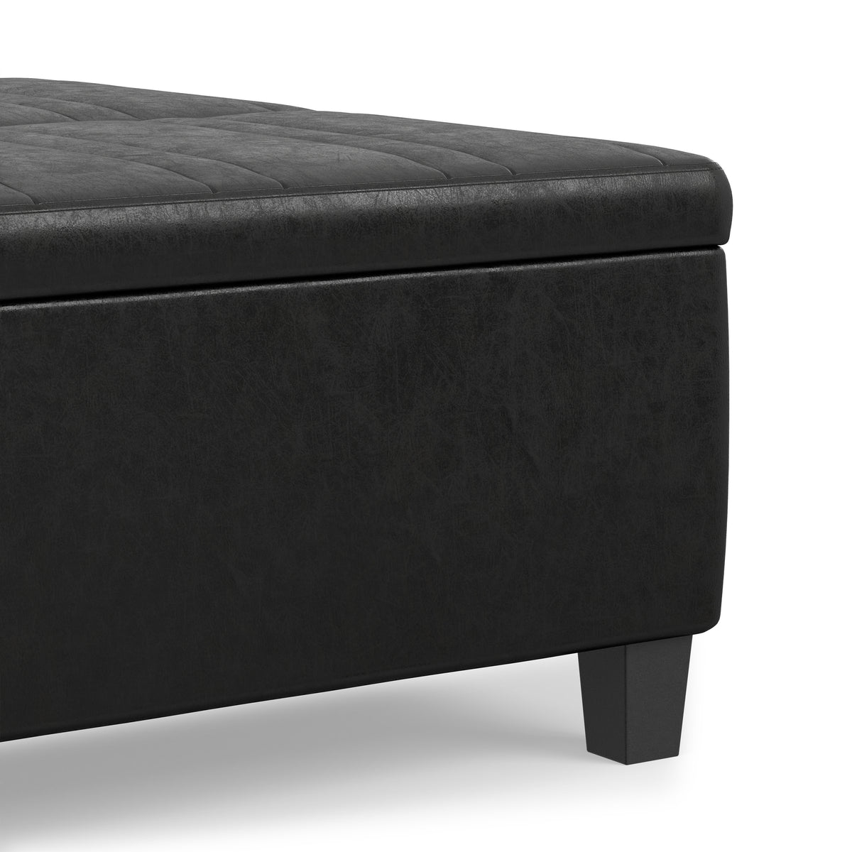 Distressed Black Distressed Vegan Leather | Ellis Table Ottoman in Distressed Vegan Leather