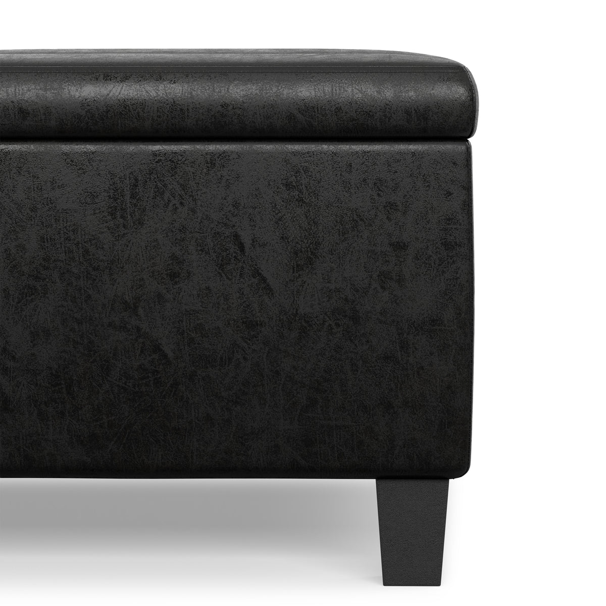 Distressed Black Distressed Vegan Leather | Ellis Table Ottoman in Distressed Vegan Leather