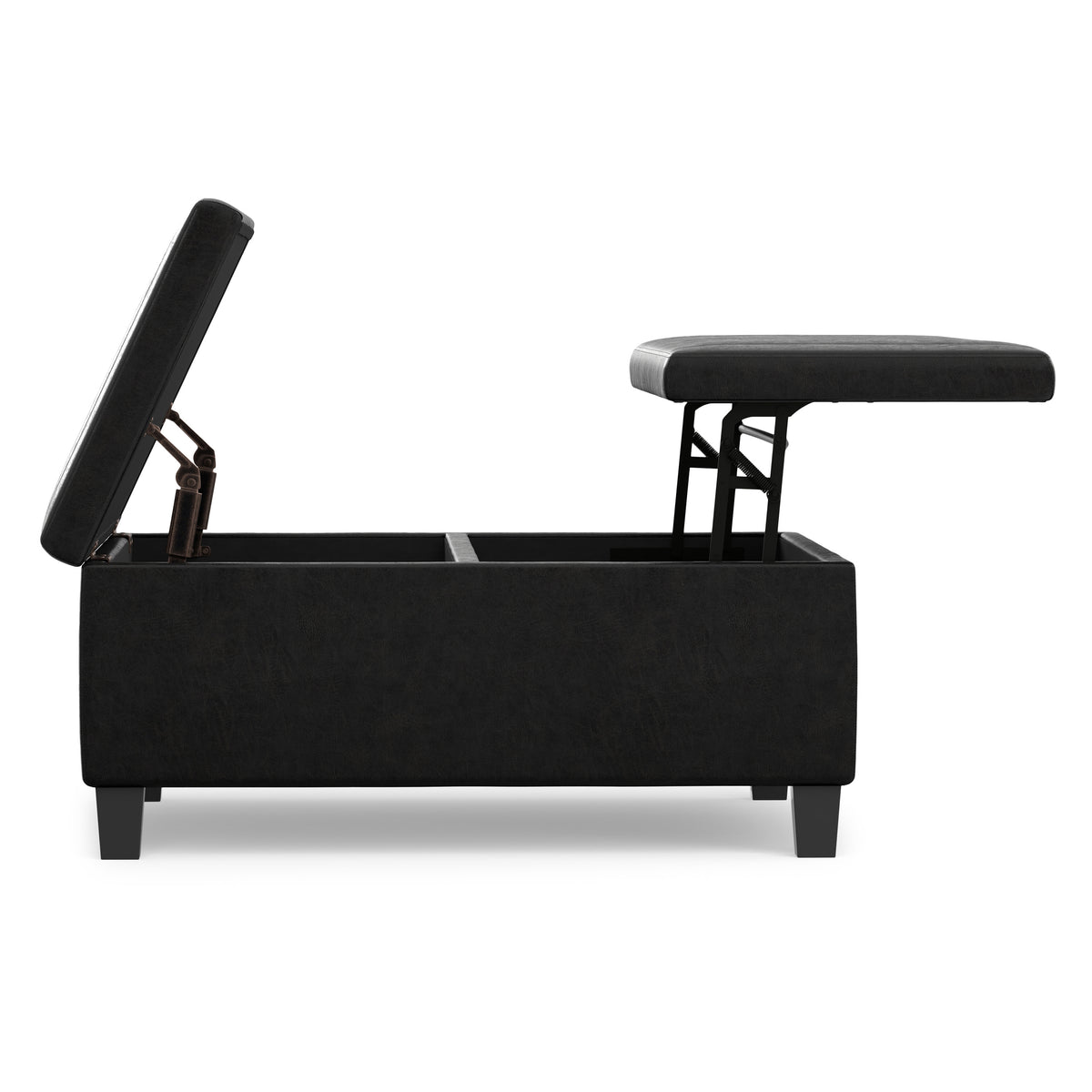 Distressed Black Distressed Vegan Leather | Ellis Table Ottoman in Distressed Vegan Leather