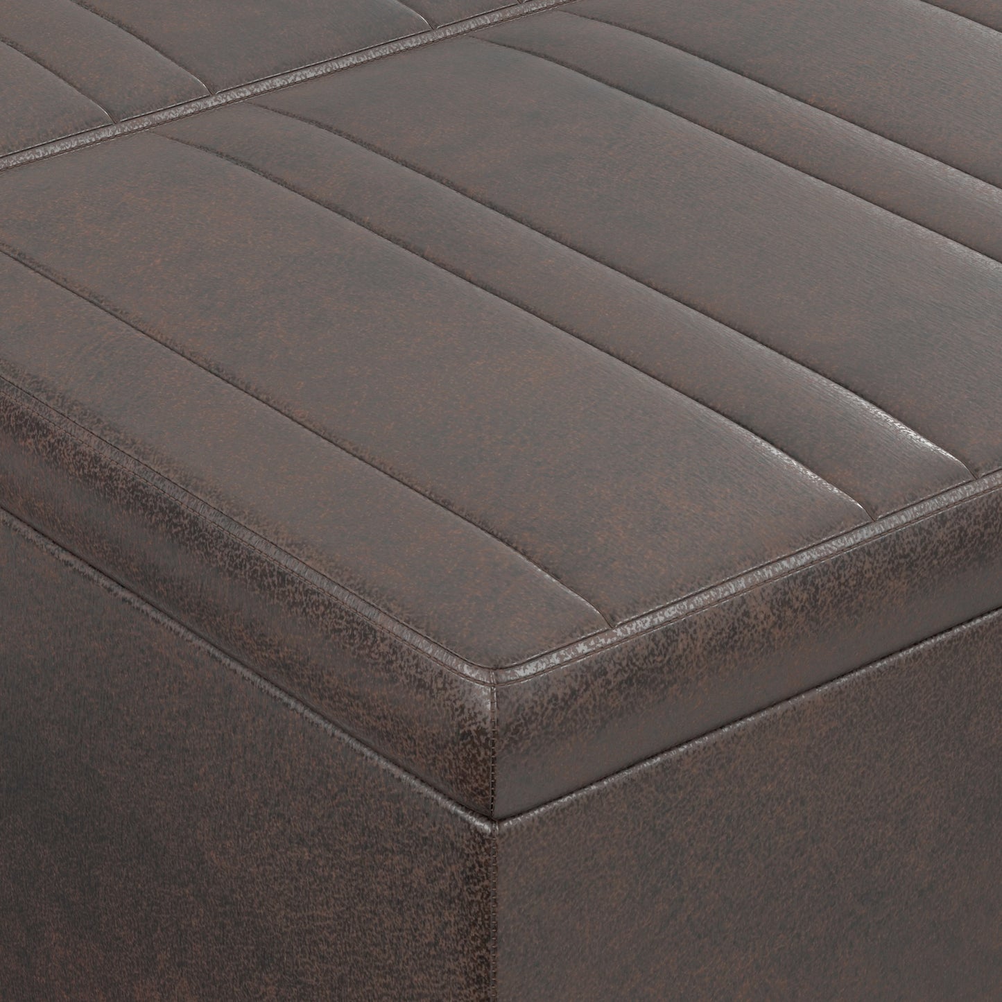 Distressed Brown Distressed Vegan Leather | Ellis Table Ottoman in Distressed Vegan Leather