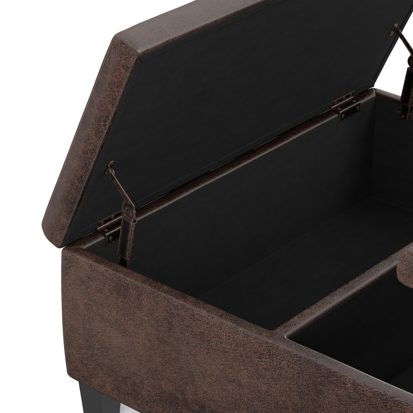 Distressed Brown Distressed Vegan Leather | Ellis Table Ottoman in Distressed Vegan Leather