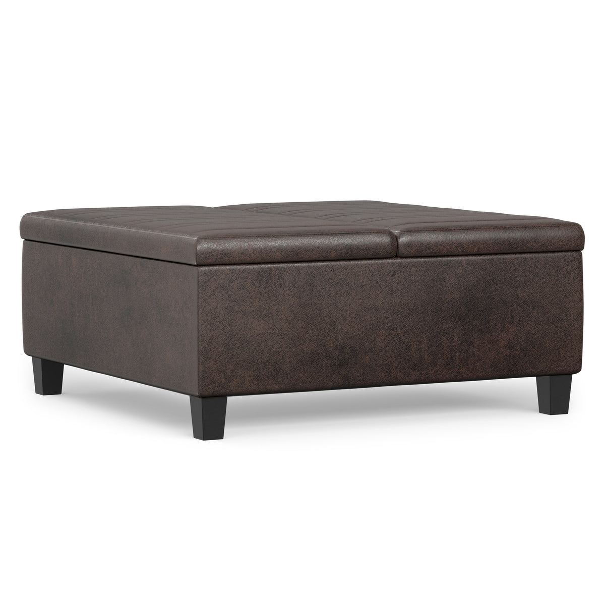 Distressed Brown Distressed Vegan Leather | Ellis Table Ottoman in Distressed Vegan Leather