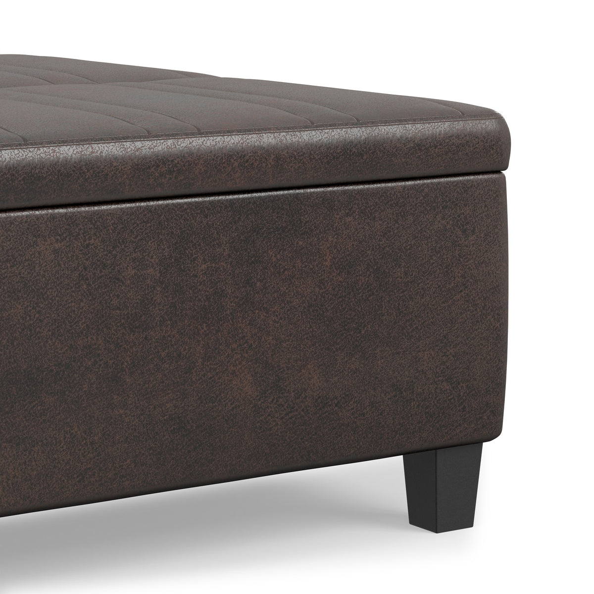 Distressed Brown Distressed Vegan Leather | Ellis Table Ottoman in Distressed Vegan Leather