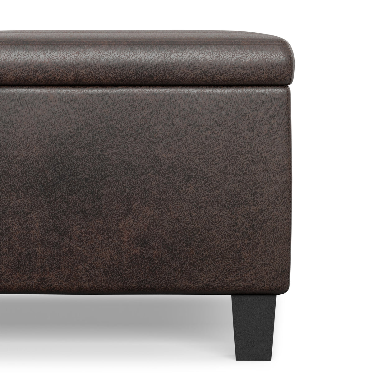Distressed Brown Distressed Vegan Leather | Ellis Table Ottoman in Distressed Vegan Leather