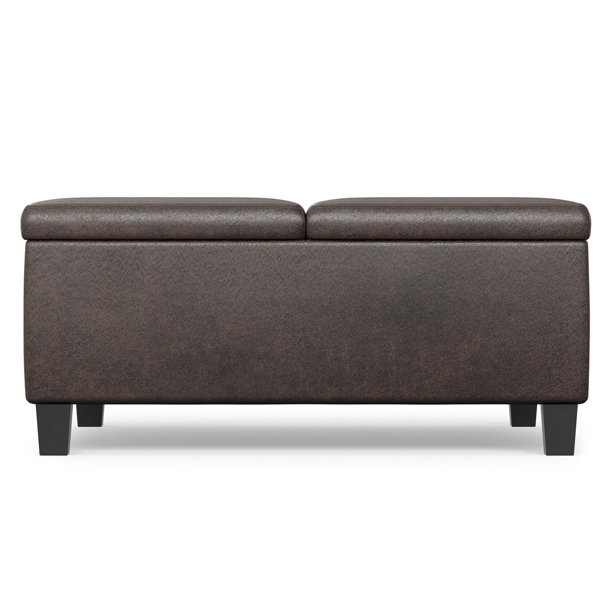 Distressed Brown Distressed Vegan Leather | Ellis Table Ottoman in Distressed Vegan Leather