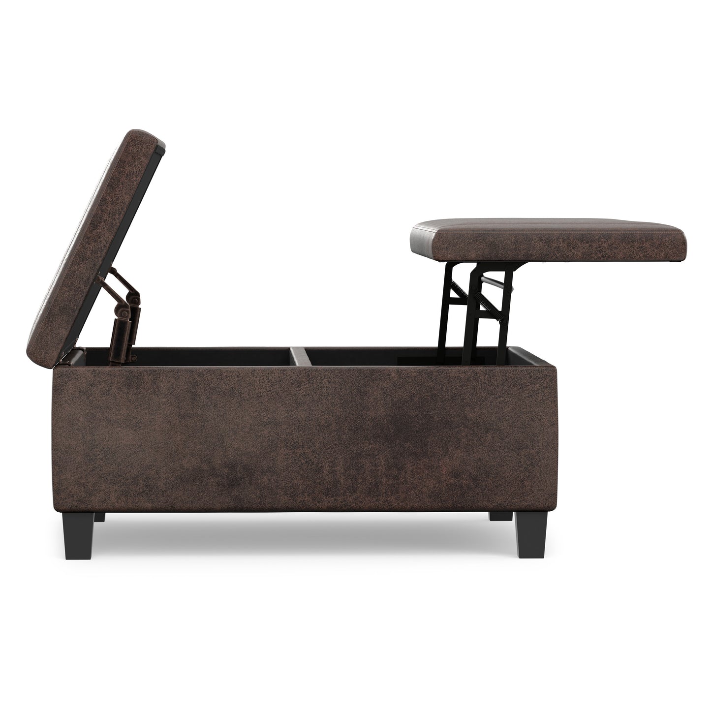 Distressed Brown Distressed Vegan Leather | Ellis Table Ottoman in Distressed Vegan Leather
