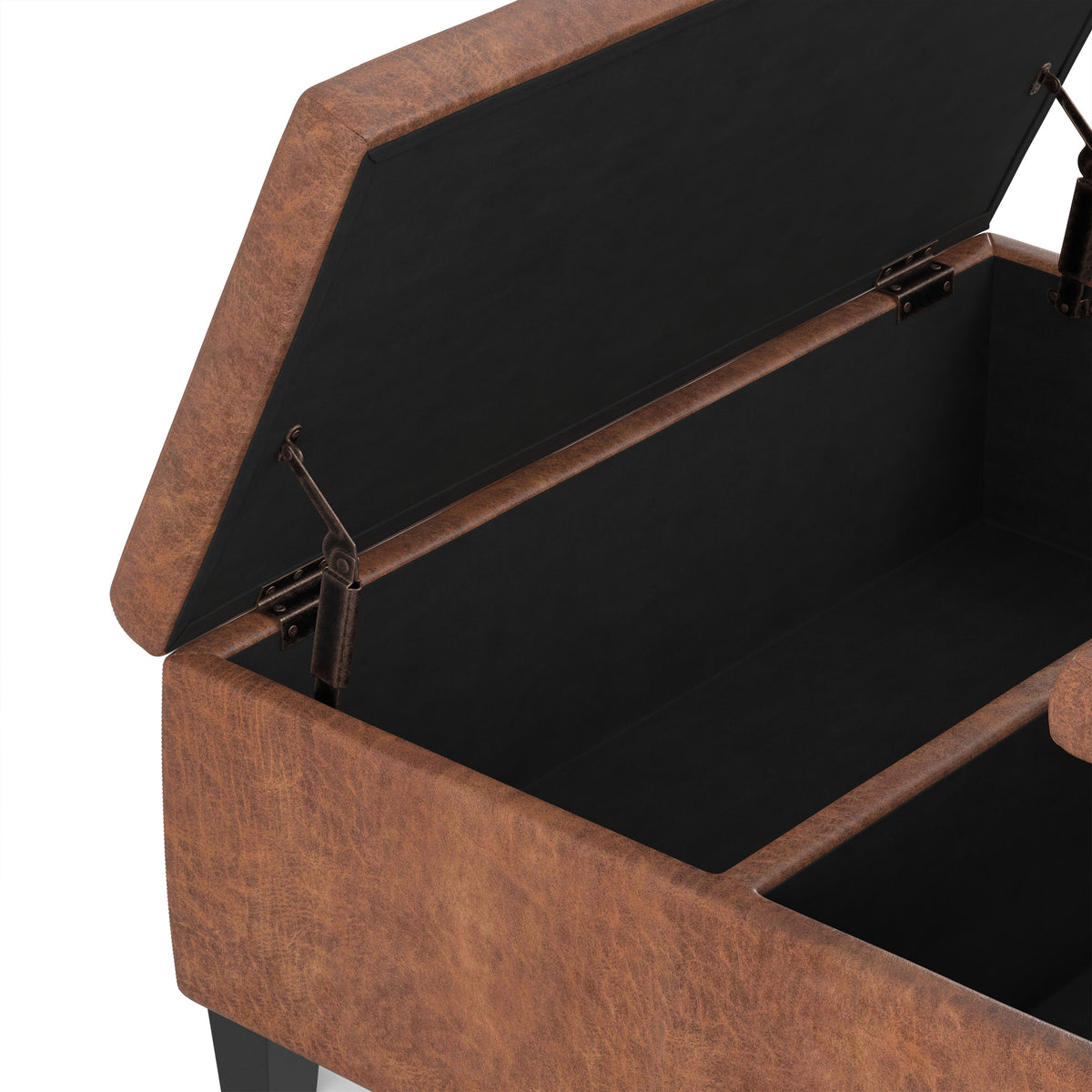 Distressed Saddle Brown Distressed Vegan Leather | Ellis Table Ottoman in Distressed Vegan Leather