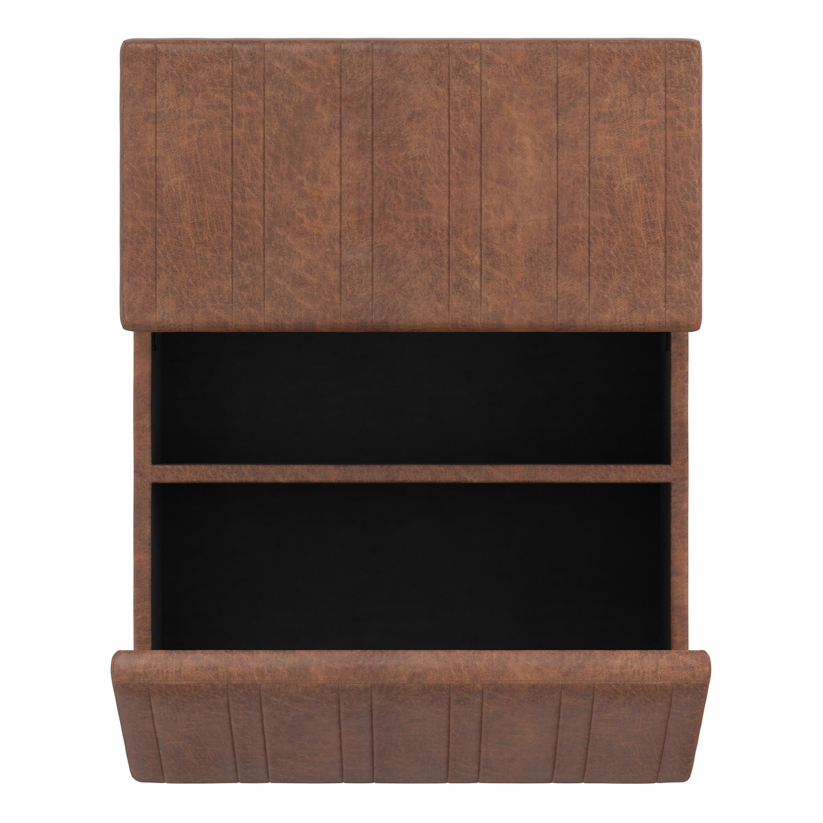Distressed Saddle Brown Distressed Vegan Leather | Ellis Table Ottoman in Distressed Vegan Leather
