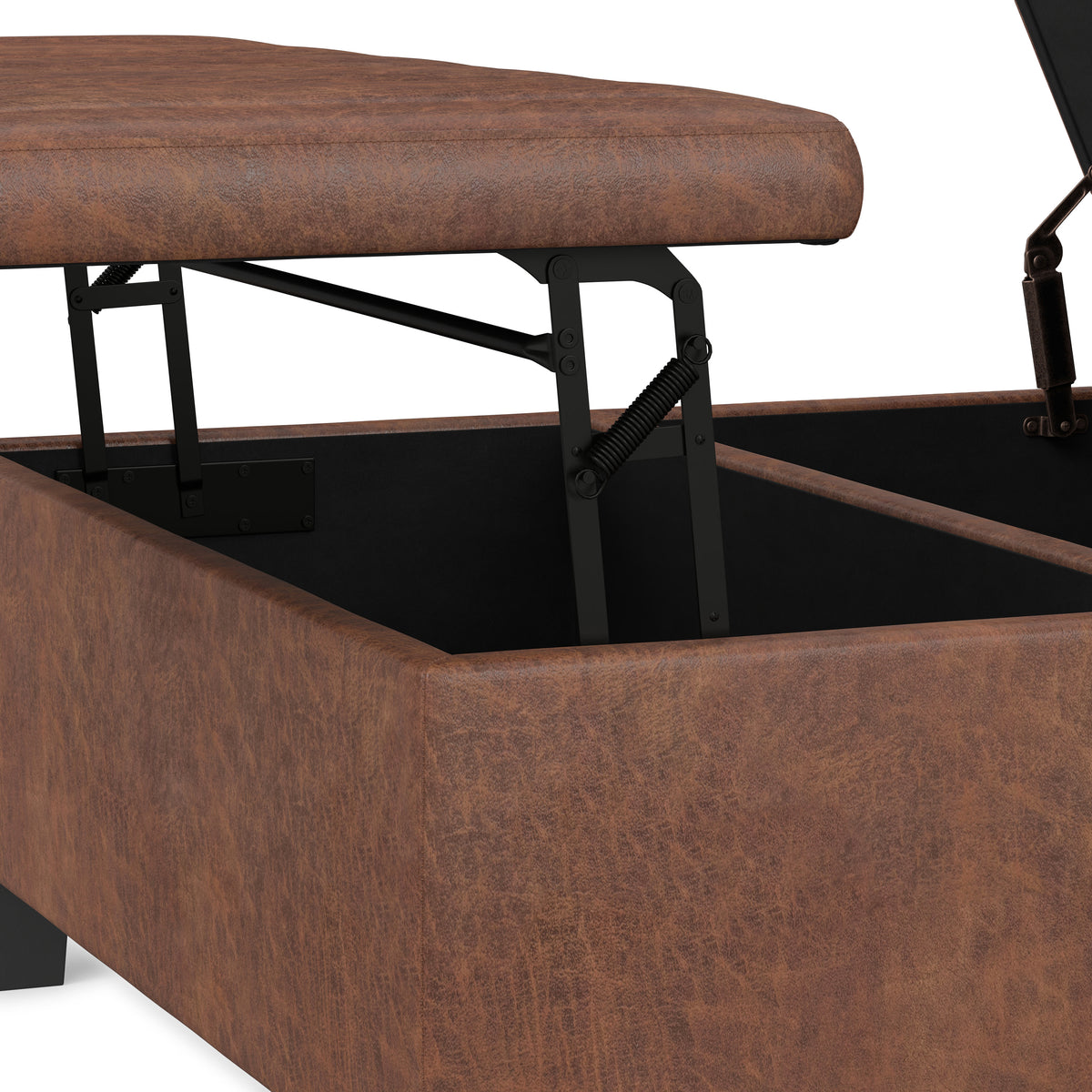Distressed Saddle Brown Distressed Vegan Leather | Ellis Table Ottoman in Distressed Vegan Leather