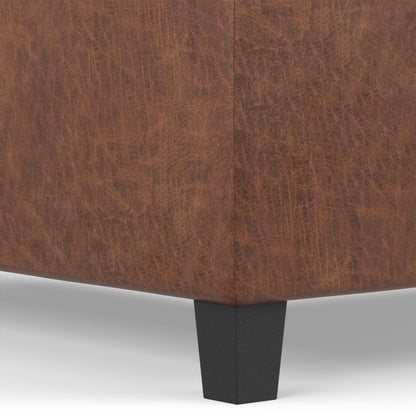 Distressed Saddle Brown Distressed Vegan Leather | Ellis Table Ottoman in Distressed Vegan Leather