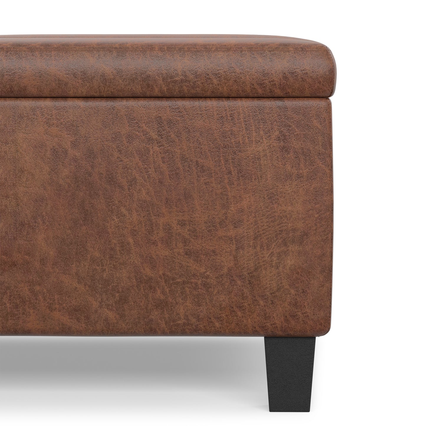 Distressed Saddle Brown Distressed Vegan Leather | Ellis Table Ottoman in Distressed Vegan Leather