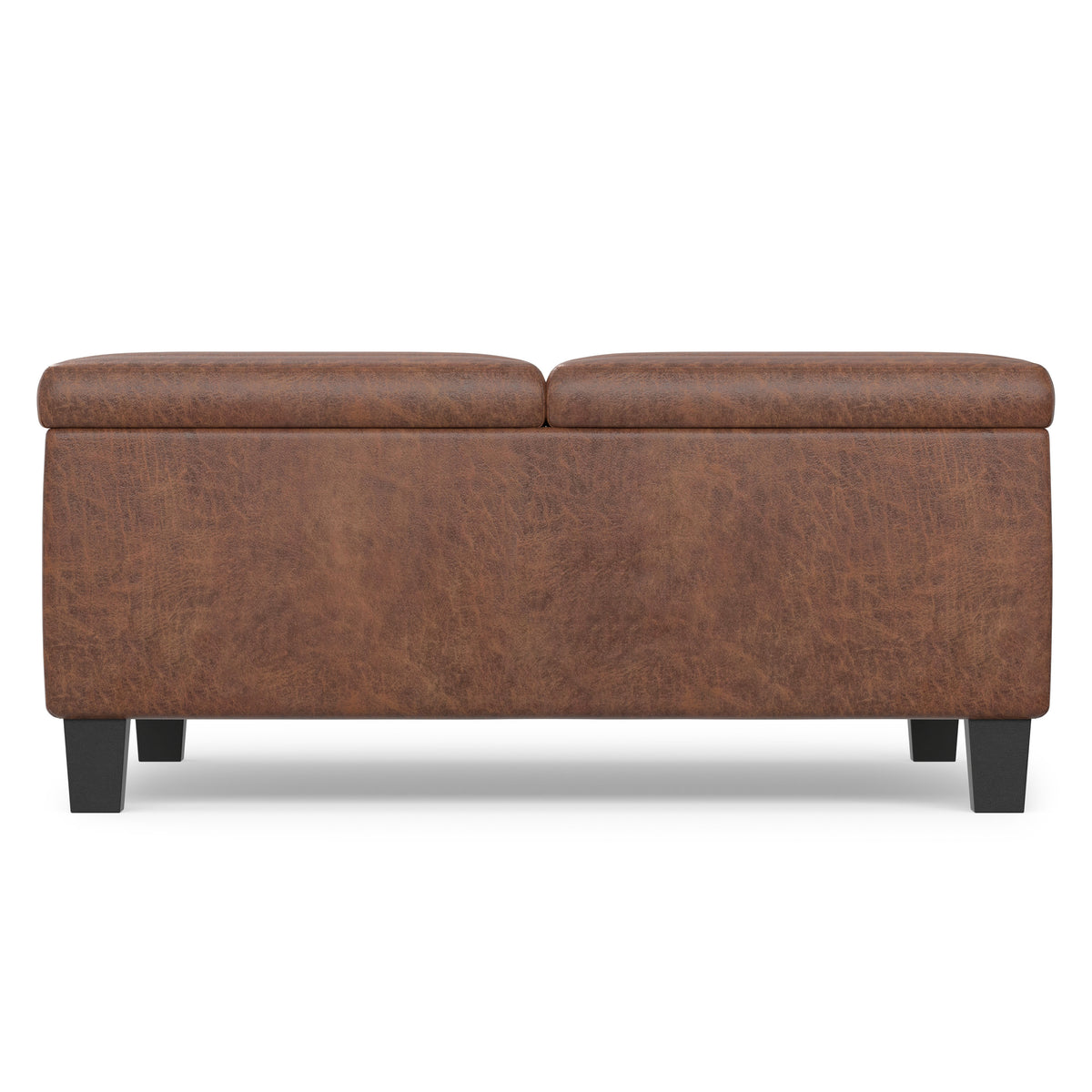 Distressed Saddle Brown Distressed Vegan Leather | Ellis Table Ottoman in Distressed Vegan Leather