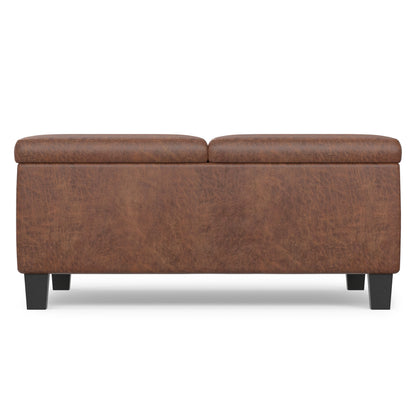 Distressed Saddle Brown Distressed Vegan Leather | Ellis Table Ottoman in Distressed Vegan Leather