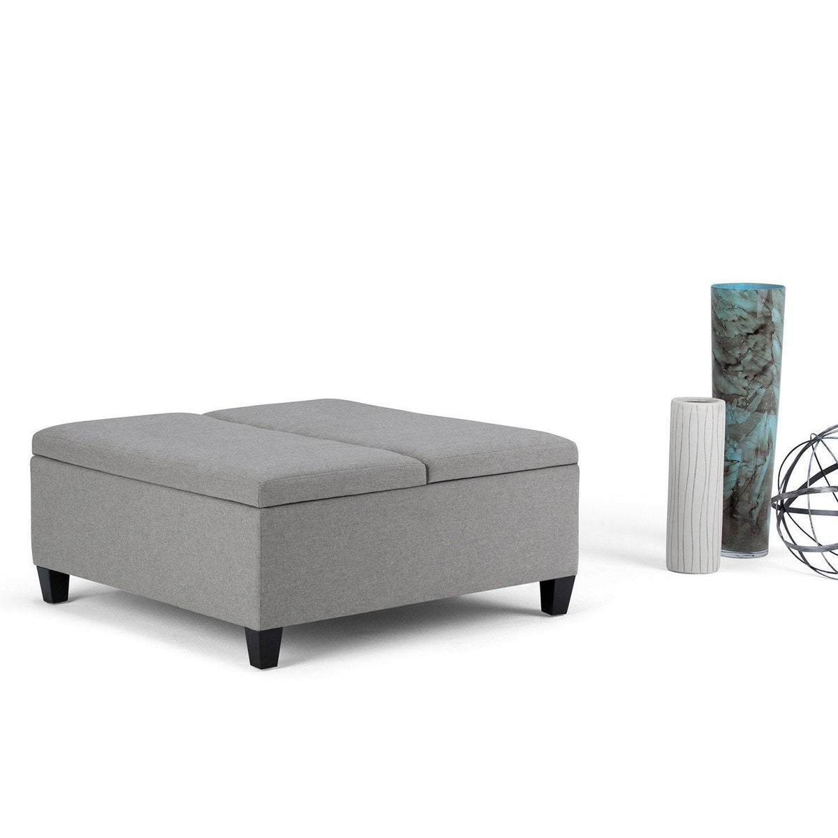 Cloud Grey Linen Style Fabric | Ellis Coffee Table Storage Ottoman
