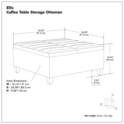 Slate Grey Linen Style Fabric | Ellis Coffee Table Storage Ottoman