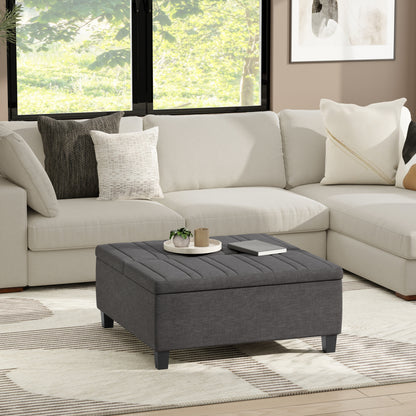 Slate Grey Linen Style Fabric | Ellis Coffee Table Storage Ottoman