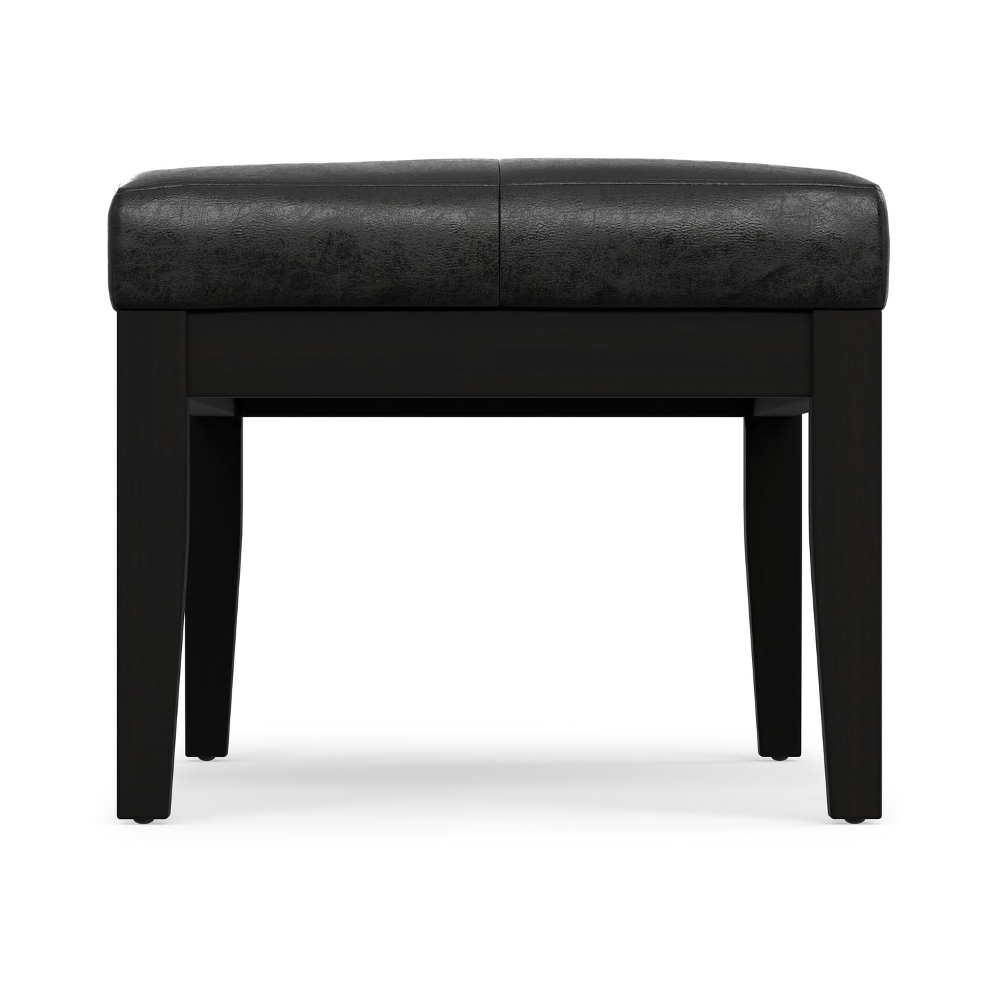 Distressed Black Distressed Vegan Leather | Lacey Tufted Ottoman Bench