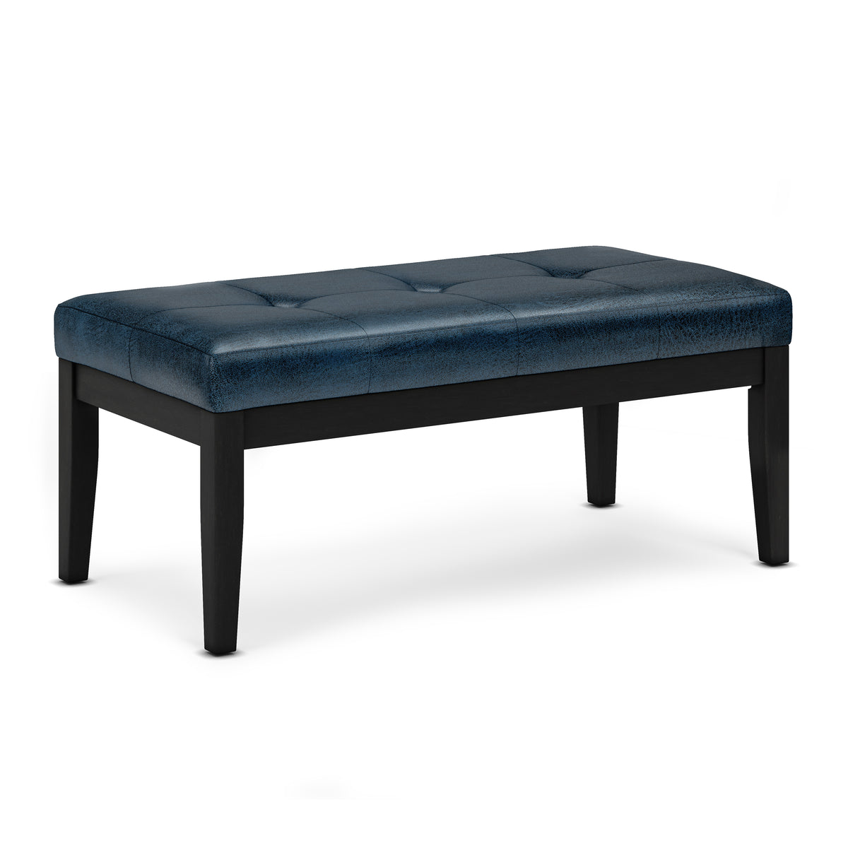 Distressed Chestnut Brown Distressed Vegan Leather | Lacey Tufted Ottoman Bench