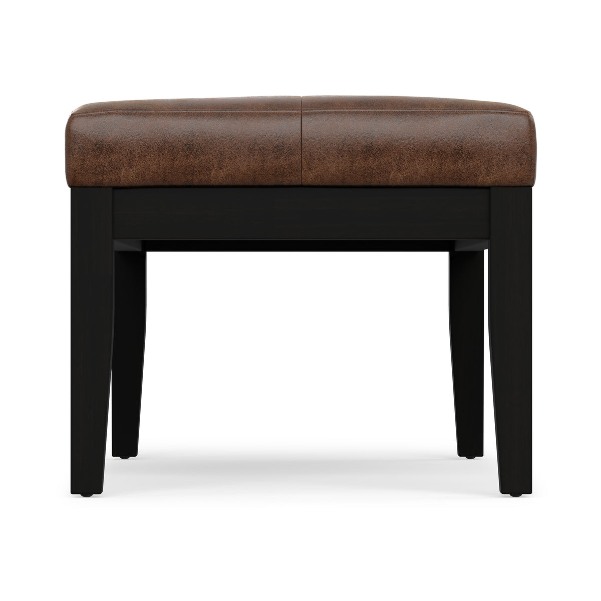 Distressed Chestnut Brown Distressed Vegan Leather | Lacey Tufted Ottoman Bench