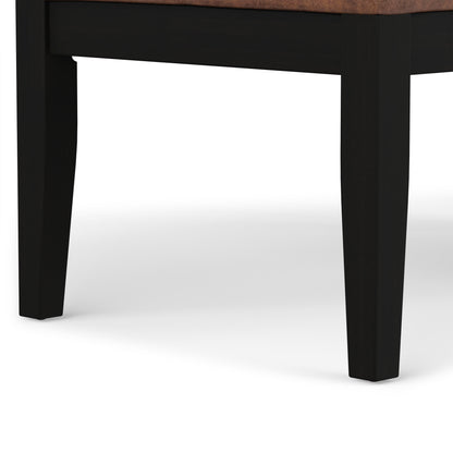 Distressed Saddle Brown Distressed Vegan Leather | Lacey Tufted Ottoman Bench