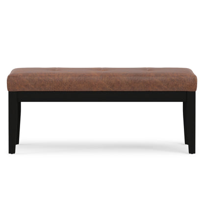 Distressed Saddle Brown Distressed Vegan Leather | Lacey Tufted Ottoman Bench