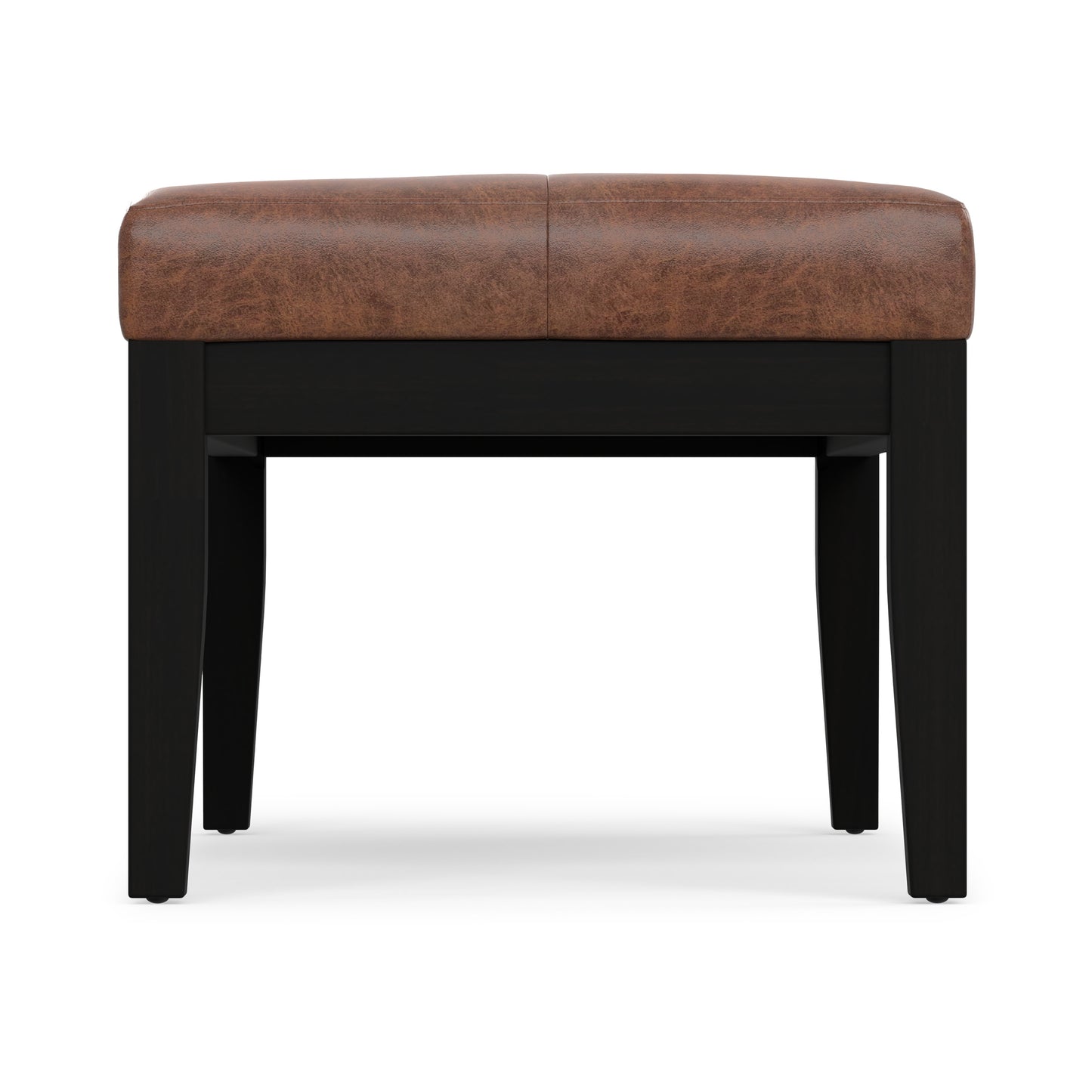 Distressed Saddle Brown Distressed Vegan Leather | Lacey Tufted Ottoman Bench