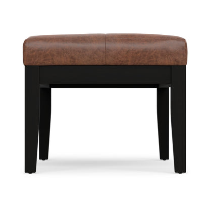 Distressed Saddle Brown Distressed Vegan Leather | Lacey Tufted Ottoman Bench