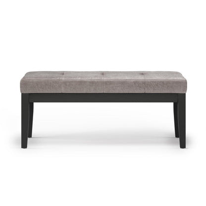 Distressed Grey Taupe Distressed Vegan Leather | Lacey Tufted Ottoman Bench