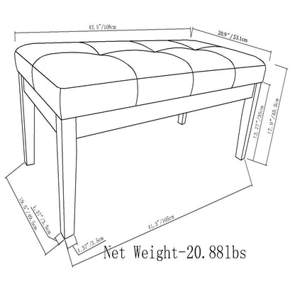 Distressed Grey Taupe Distressed Vegan Leather | Lacey Tufted Ottoman Bench