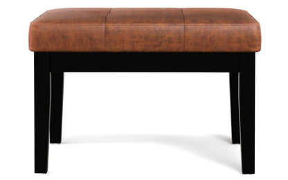 Distressed Saddle Brown Vegan Leather | Lacey Small Tufted Ottoman Bench