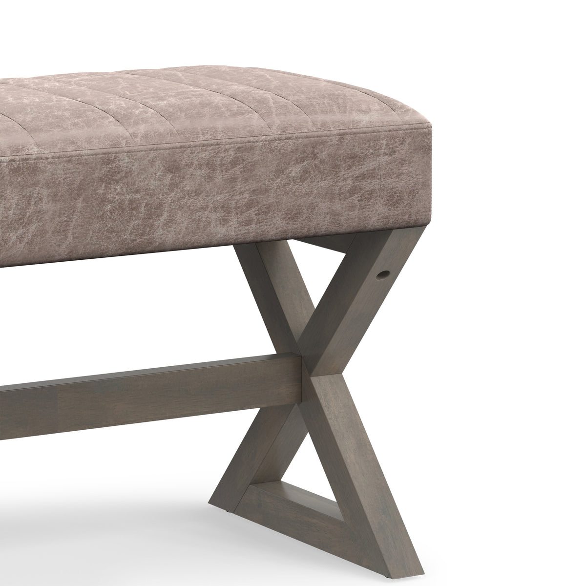 Distressed Grey Taupe Distressed Vegan Leather | Salinger Ottoman Bench