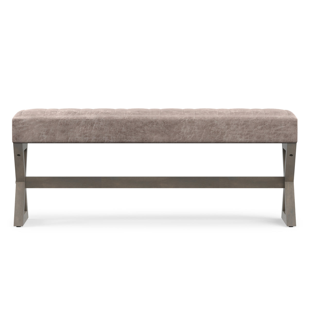 Distressed Grey Taupe Distressed Vegan Leather | Salinger Ottoman Bench