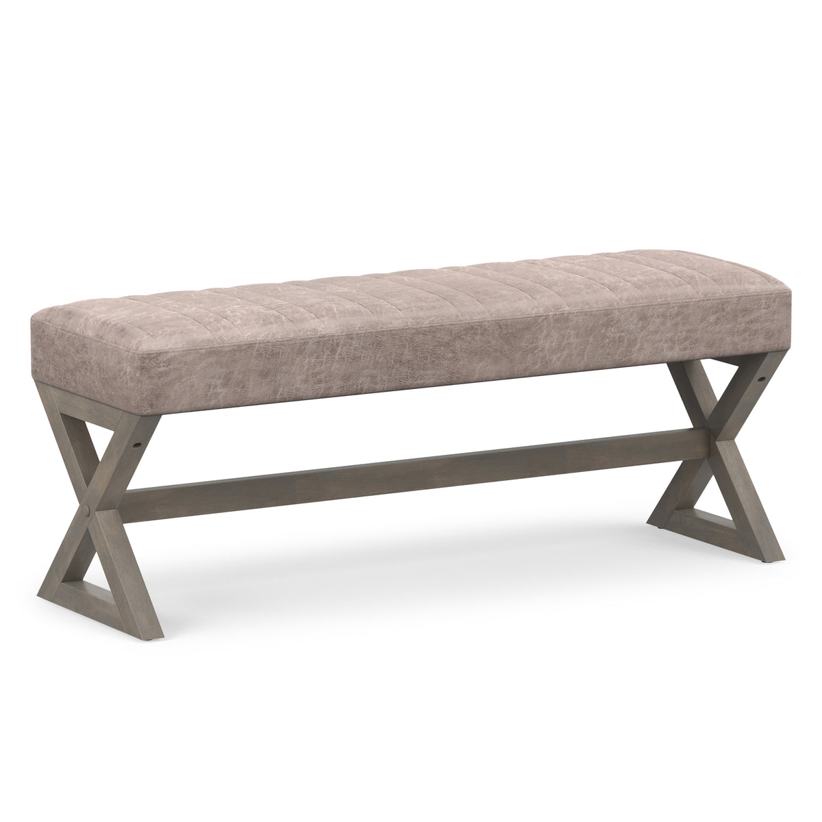 Distressed Grey Taupe Distressed Vegan Leather | Salinger Ottoman Bench