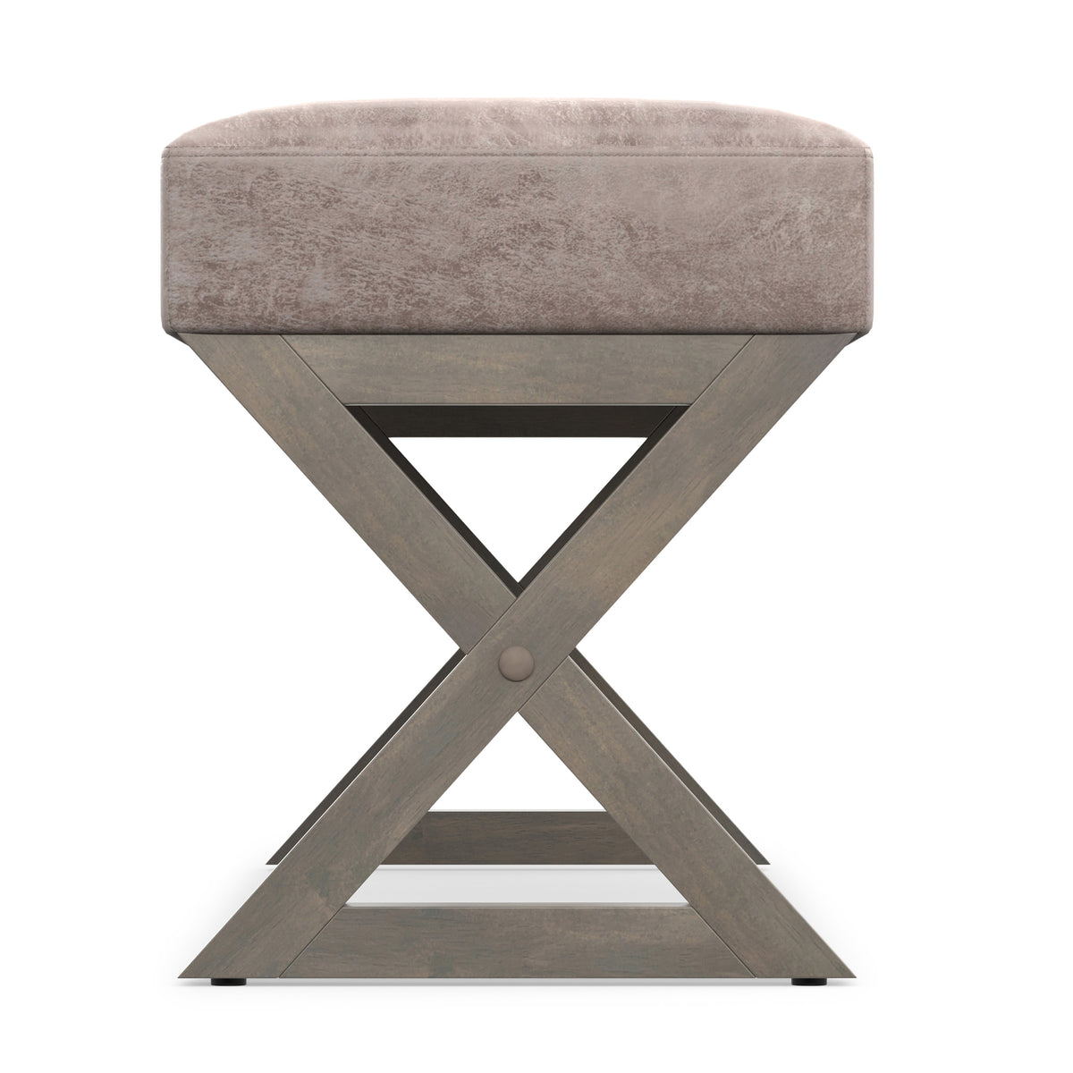 Distressed Grey Taupe Distressed Vegan Leather | Salinger Ottoman Bench