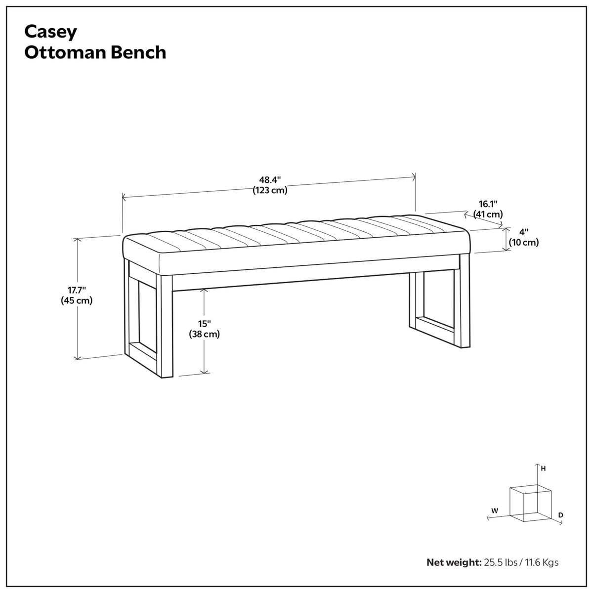 Distressed Grey Taupe Distressed Vegan Leather | Casey Ottoman Bench
