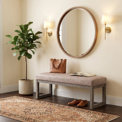 Distressed Grey Taupe Distressed Vegan Leather | Casey Ottoman Bench